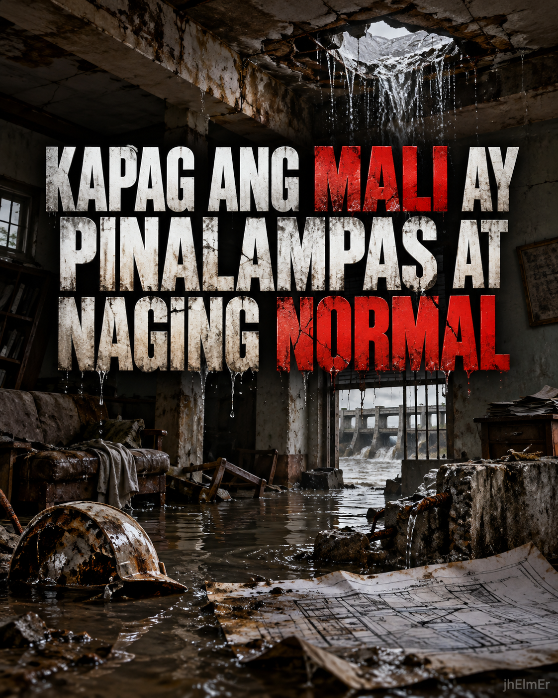 Simbolikong paglalarawan ng isang bahay na may lumalaking butas sa bubong bilang representasyon ng maliliit na paglabag na unti-unting nagiging normal at lumalaki ang pinsala sa isang sistema.