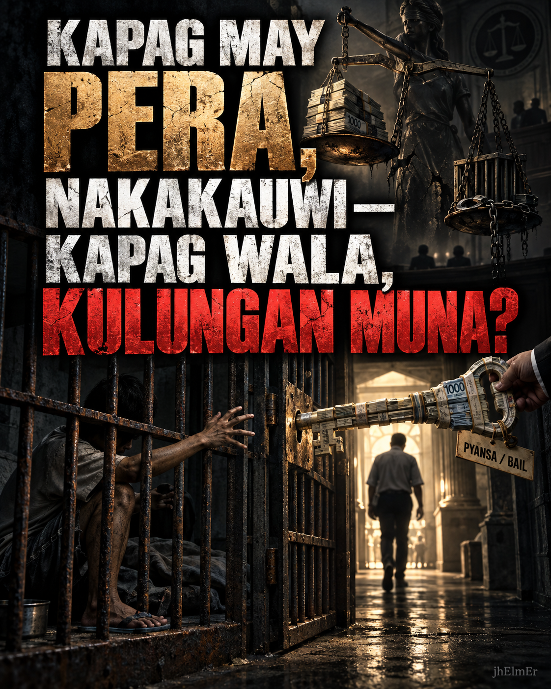Simbolikong paglalarawan ng pyansa, access sa kalayaan, at pagkakapantay-pantay sa ilalim ng batas.