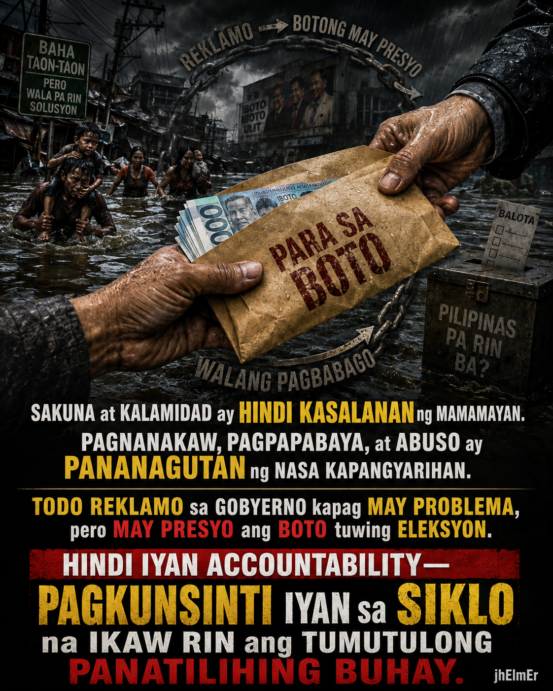 Poster ng Text Slogan na SIKLO tungkol sa pananagutan ng mamamayan, pagboto, at siklo ng pamamahala.