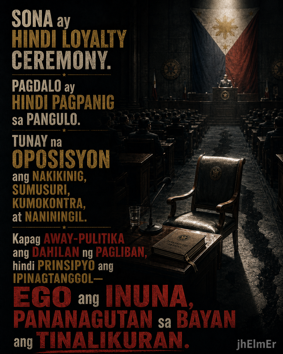 Poster ng Text Slogan na Talikod tungkol sa SONA, pananagutan, oposisyon, at pampublikong tungkulin