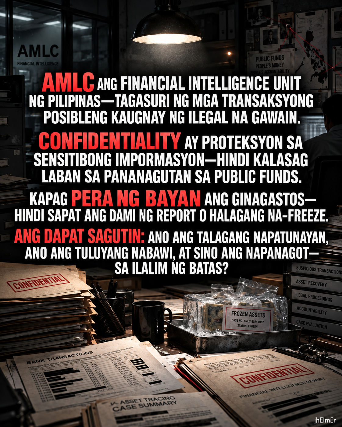 SULITBA—Text Slogan tungkol sa tamang pagsukat sa halaga ng AMLC, confidentiality, pananagutan sa paggamit ng public funds, due process, at aktuwal na resulta ng pagpapatupad ng batas.