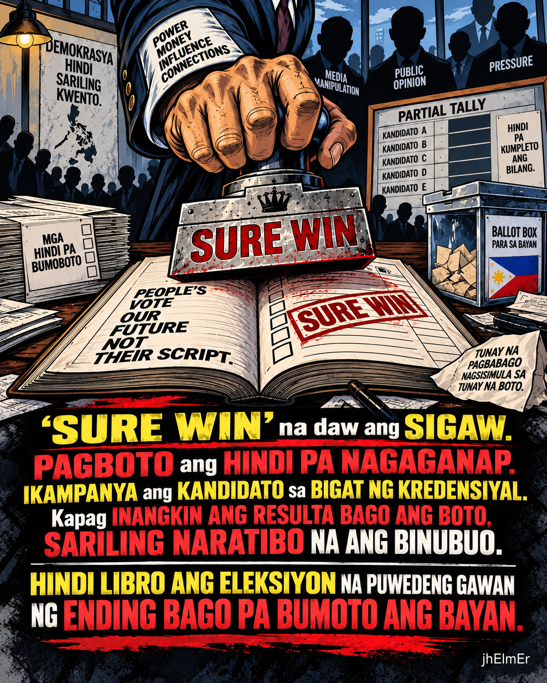 Text Slogan na SURE WIN ni jhElmEr